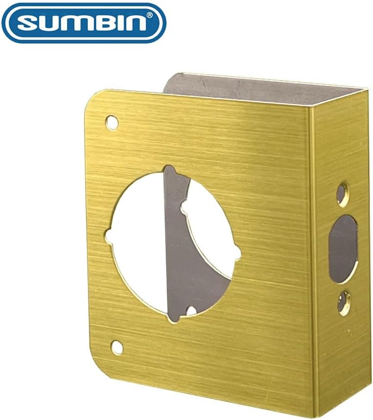 SUMBIN Door Guard Reinforcer 1-3/8-Inch Thick by 2-3/8-Inch Backset 2-1/8-Inch Bore with Satin Brass Color - Image 2